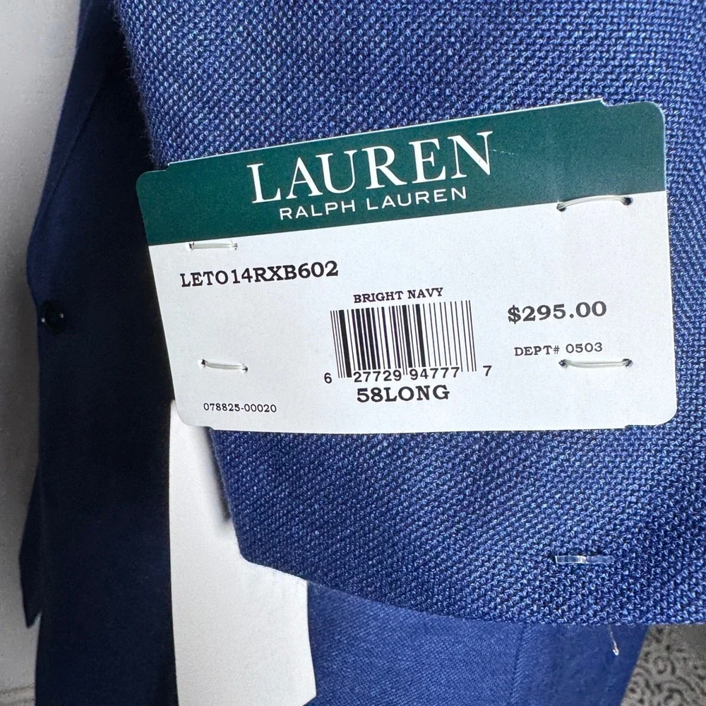 Lauren Ralph Lauren Blazer Mens 58L Bright Navy Solid Ultraflex Sport Coat